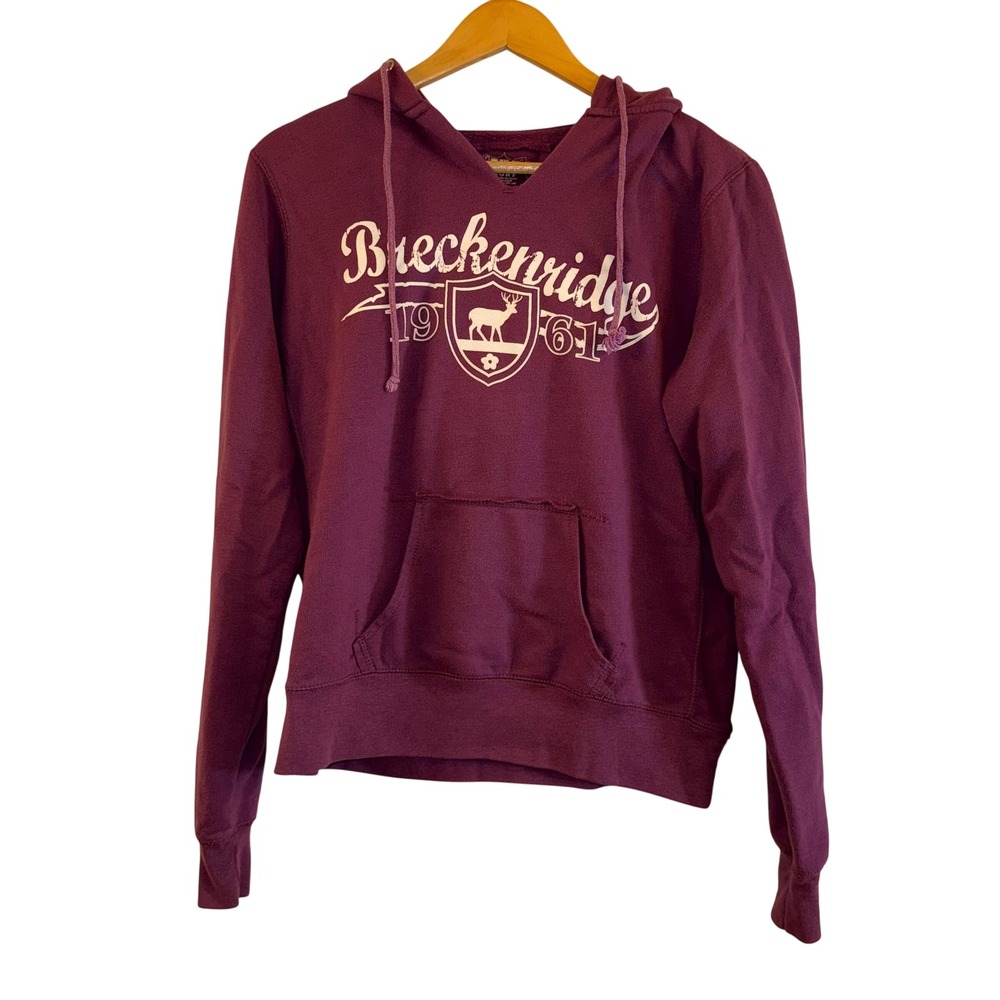 MV Sport Breckenridge 1961 Graphic Hoodie Sweatshirt Burgundy Large Women